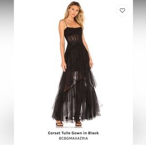 BCBGMaxAzria Black Tulle Maxi Dress